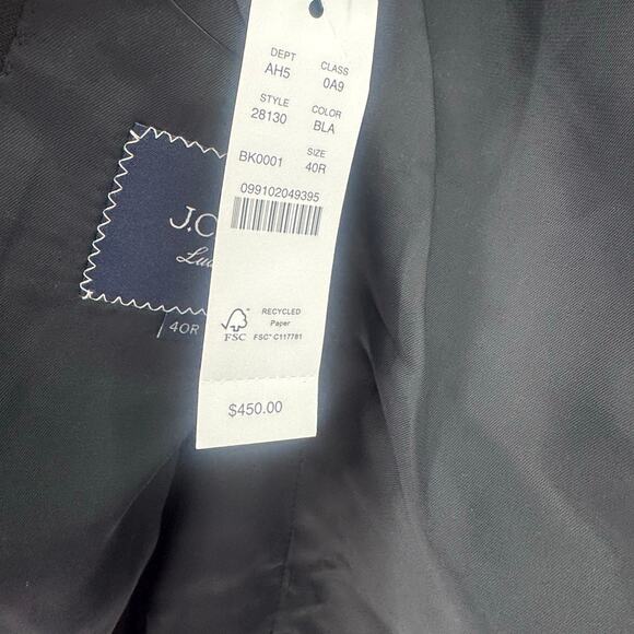J. Crew Ludlow Slim-Fit Suit Jacket Long Sleeves Italian Wool Black Size 40R NWT - Picture 10 of 14
